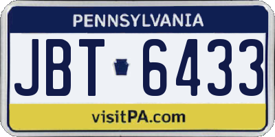 PA license plate JBT6433