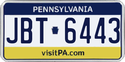 PA license plate JBT6443