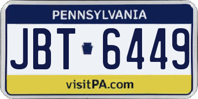 PA license plate JBT6449