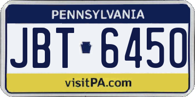 PA license plate JBT6450