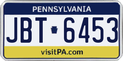 PA license plate JBT6453