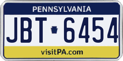 PA license plate JBT6454