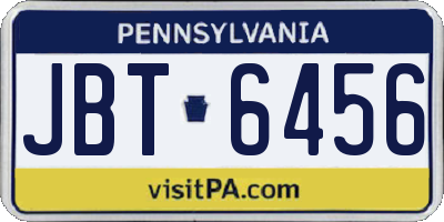 PA license plate JBT6456