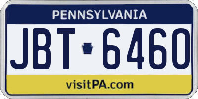PA license plate JBT6460