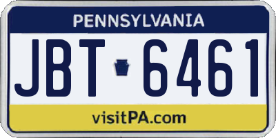 PA license plate JBT6461
