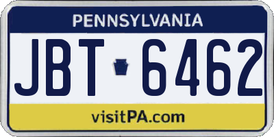 PA license plate JBT6462