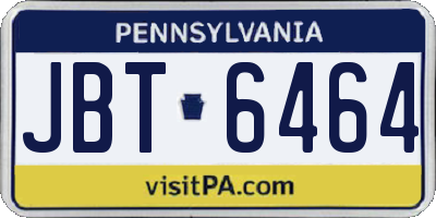 PA license plate JBT6464