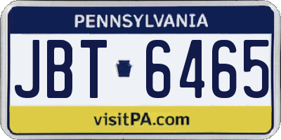 PA license plate JBT6465