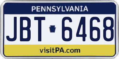 PA license plate JBT6468