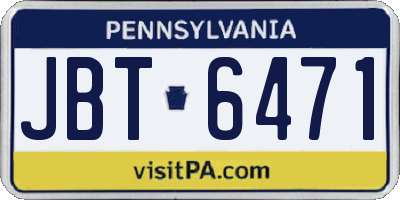 PA license plate JBT6471