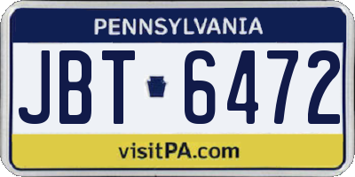 PA license plate JBT6472