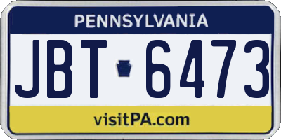 PA license plate JBT6473