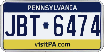 PA license plate JBT6474