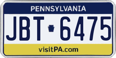 PA license plate JBT6475