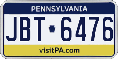 PA license plate JBT6476