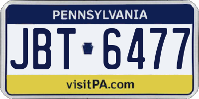 PA license plate JBT6477