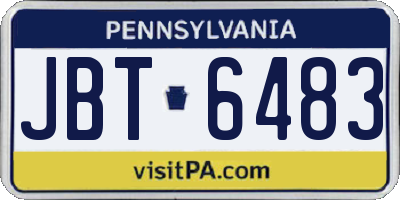 PA license plate JBT6483