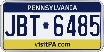 PA license plate JBT6485