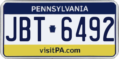 PA license plate JBT6492