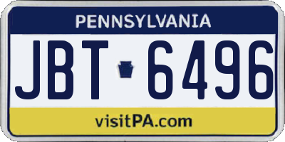 PA license plate JBT6496
