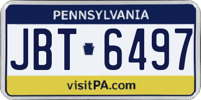 PA license plate JBT6497