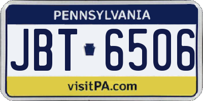 PA license plate JBT6506