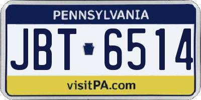 PA license plate JBT6514
