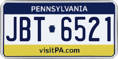PA license plate JBT6521