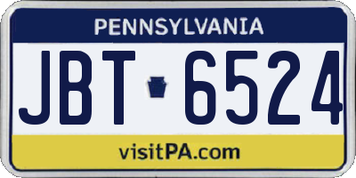 PA license plate JBT6524