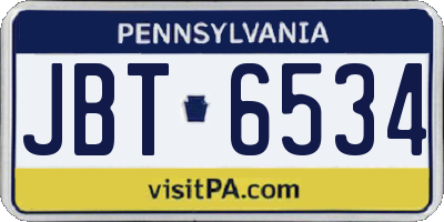 PA license plate JBT6534