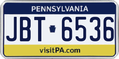 PA license plate JBT6536