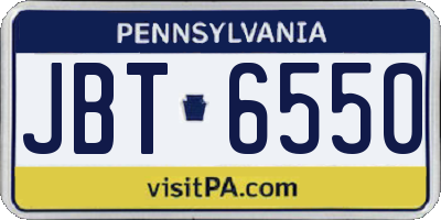 PA license plate JBT6550