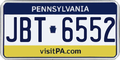 PA license plate JBT6552