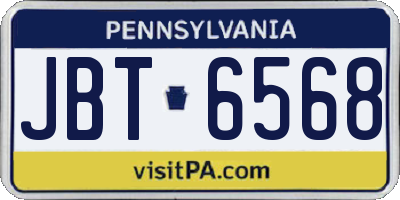 PA license plate JBT6568