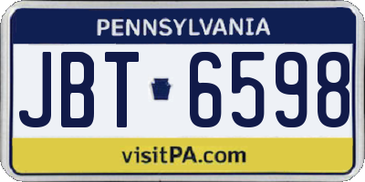 PA license plate JBT6598