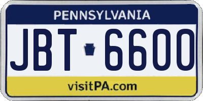 PA license plate JBT6600