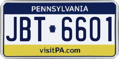 PA license plate JBT6601