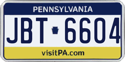 PA license plate JBT6604
