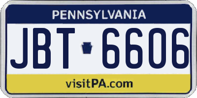 PA license plate JBT6606