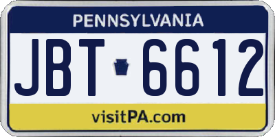 PA license plate JBT6612