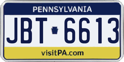 PA license plate JBT6613