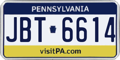 PA license plate JBT6614