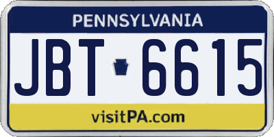 PA license plate JBT6615