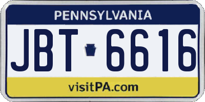 PA license plate JBT6616