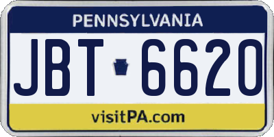 PA license plate JBT6620