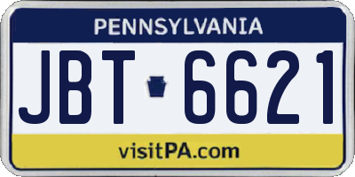 PA license plate JBT6621