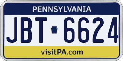 PA license plate JBT6624