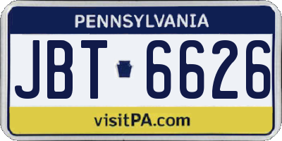 PA license plate JBT6626