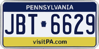 PA license plate JBT6629