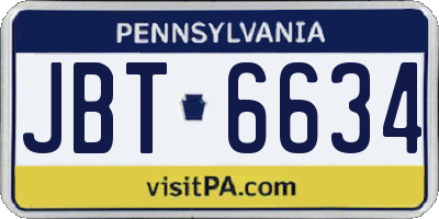 PA license plate JBT6634